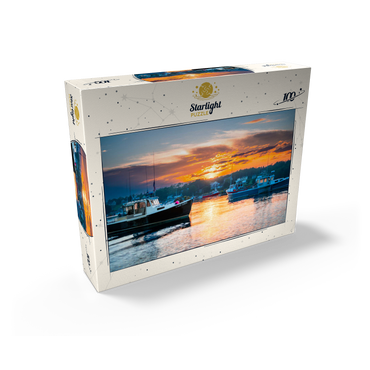 Fishing Boats at Sunset in Coastal Harbor 100 Jigsaw Puzzle box view2