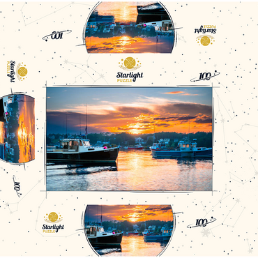 Fishing Boats at Sunset in Coastal Harbor 100 Jigsaw Puzzle box 3D Modell