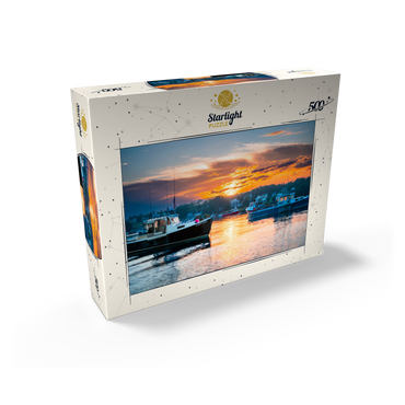 Fishing Boats at Sunset in Coastal Harbor 500 Jigsaw Puzzle box view2