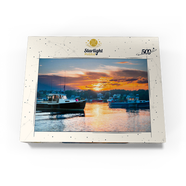 Fishing Boats at Sunset in Coastal Harbor 500 Jigsaw Puzzle box view3