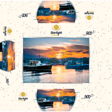 Fishing Boats at Sunset in Coastal Harbor 500 Jigsaw Puzzle box 3D Modell