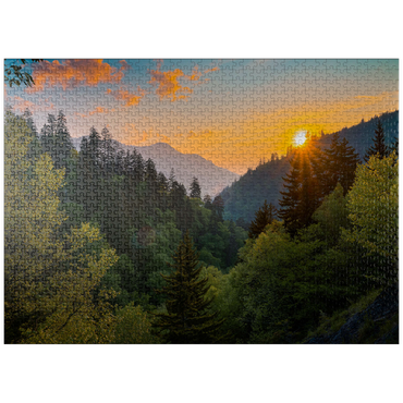 puzzleplate Sunrise Over Forested Mountain Valley 1000 Jigsaw Puzzle
