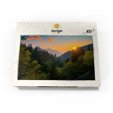 Sunrise Over Forested Mountain Valley 100 Jigsaw Puzzle box view3