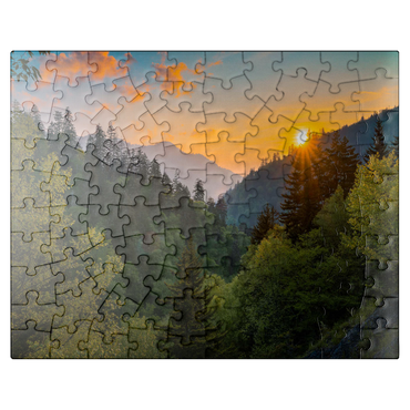 puzzleplate Sunrise Over Forested Mountain Valley 100 Jigsaw Puzzle