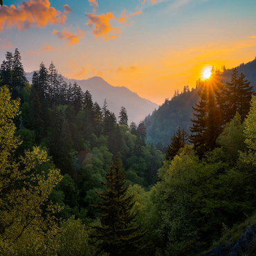 Sunrise Over Forested Mountain Valley 100 Jigsaw Puzzle 3D Modell