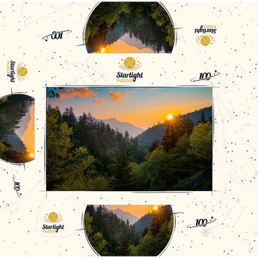 Sunrise Over Forested Mountain Valley 100 Jigsaw Puzzle box 3D Modell