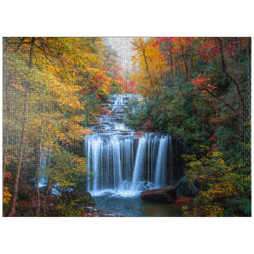 puzzleplate Autumn Waterfall Surrounded by Vibrant Foliage 1000 Jigsaw Puzzle