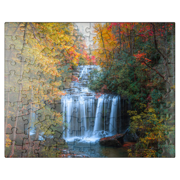 puzzleplate Autumn Waterfall Surrounded by Vibrant Foliage 100 Jigsaw Puzzle