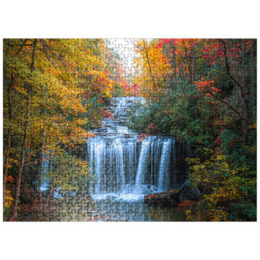 puzzleplate Autumn Waterfall Surrounded by Vibrant Foliage 500 Jigsaw Puzzle