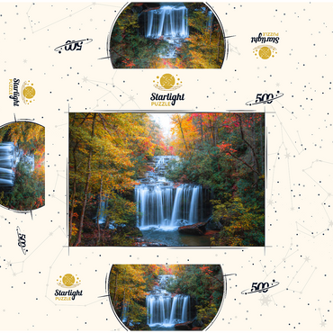 Autumn Waterfall Surrounded by Vibrant Foliage 500 Jigsaw Puzzle box 3D Modell