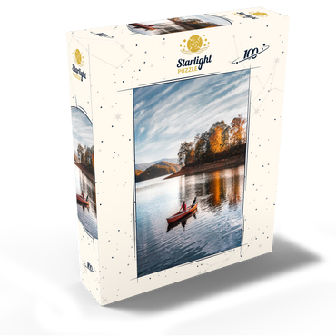 Canoeing on Tranquil Lake in Autumn 100 Jigsaw Puzzle box view2