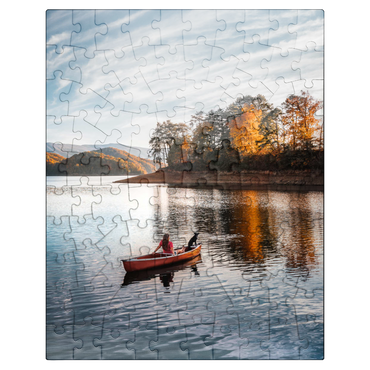 puzzleplate Canoeing on Tranquil Lake in Autumn 100 Jigsaw Puzzle