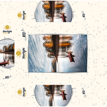 Canoeing on Tranquil Lake in Autumn 100 Jigsaw Puzzle box 3D Modell