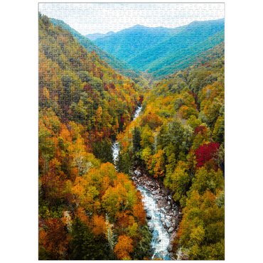 puzzleplate Autumn Mountain Valley with Flowing River 1000 Jigsaw Puzzle