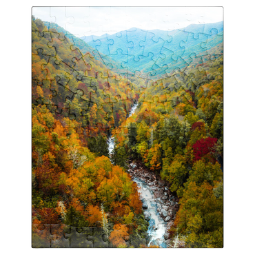 puzzleplate Autumn Mountain Valley with Flowing River 100 Jigsaw Puzzle