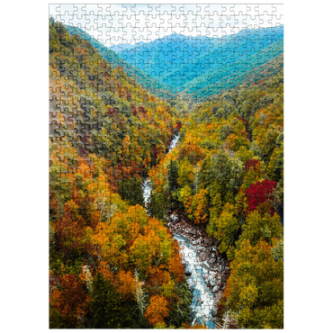 puzzleplate Autumn Mountain Valley with Flowing River 500 Jigsaw Puzzle