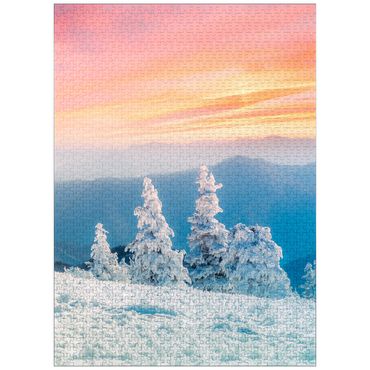 puzzleplate Snow-Covered Trees at Sunset in Winter Mountains 1000 Jigsaw Puzzle
