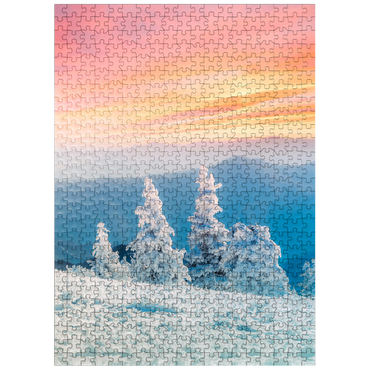 puzzleplate Snow-Covered Trees at Sunset in Winter Mountains 500 Jigsaw Puzzle