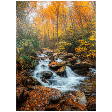 puzzleplate Cascading Stream in Autumn Forest 1000 Jigsaw Puzzle
