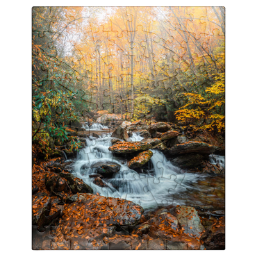 puzzleplate Cascading Stream in Autumn Forest 100 Jigsaw Puzzle