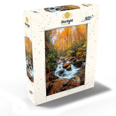 Cascading Stream in Autumn Forest 500 Jigsaw Puzzle box view2