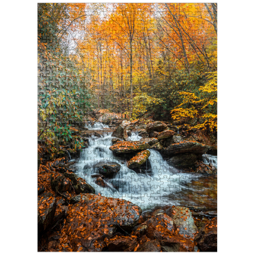 puzzleplate Cascading Stream in Autumn Forest 500 Jigsaw Puzzle