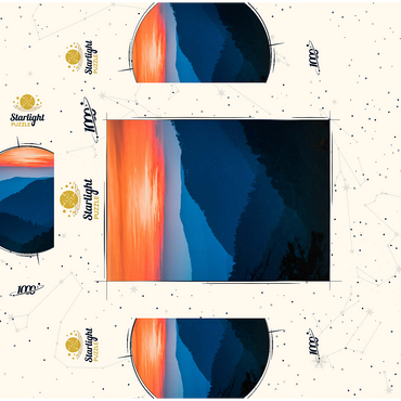 Sunset Over Layered Mountain Ranges 1000 Jigsaw Puzzle box 3D Modell