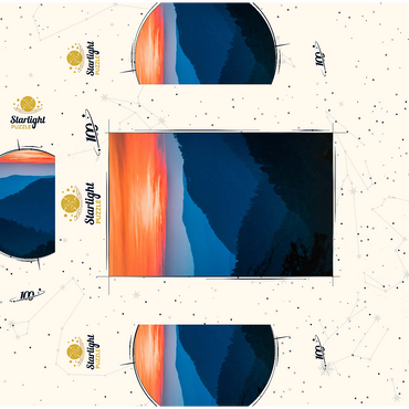 Sunset Over Layered Mountain Ranges 100 Jigsaw Puzzle box 3D Modell
