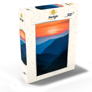 Sunset Over Layered Mountain Ranges 500 Jigsaw Puzzle box view2