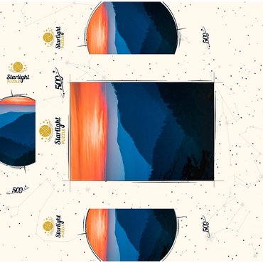 Sunset Over Layered Mountain Ranges 500 Jigsaw Puzzle box 3D Modell