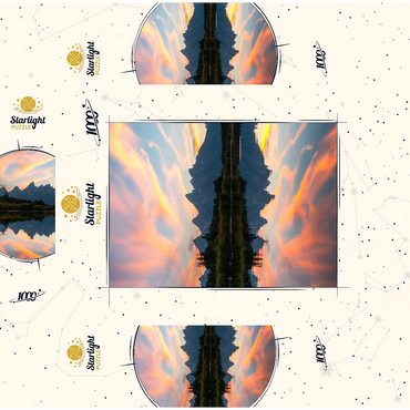 Sunset Reflection Over Mountain Lake 1000 Jigsaw Puzzle box 3D Modell