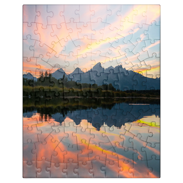 puzzleplate Sunset Reflection Over Mountain Lake 100 Jigsaw Puzzle