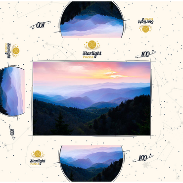 Sunrise Over Smoky Mountain Ranges 100 Jigsaw Puzzle box 3D Modell