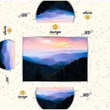 Sunrise Over Smoky Mountain Ranges 500 Jigsaw Puzzle box 3D Modell