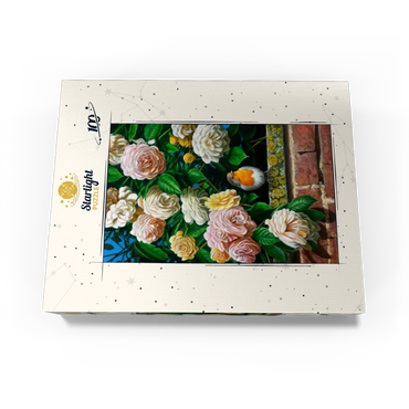 European Robin Among Blooming Roses 100 Jigsaw Puzzle box view3