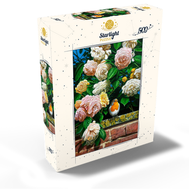 European Robin Among Blooming Roses 500 Jigsaw Puzzle box view2