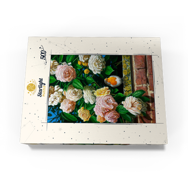 European Robin Among Blooming Roses 500 Jigsaw Puzzle box view3