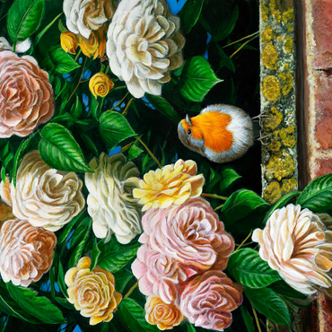 European Robin Among Blooming Roses 500 Jigsaw Puzzle 3D Modell