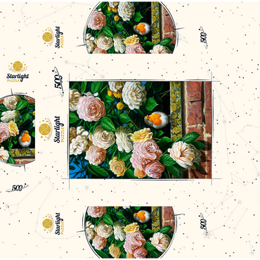 European Robin Among Blooming Roses 500 Jigsaw Puzzle box 3D Modell