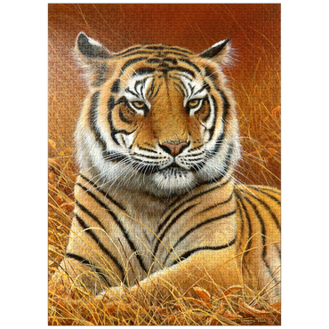 puzzleplate Majestic Bengal Tiger in Golden Grass 1000 Jigsaw Puzzle