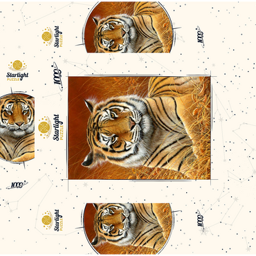 Majestic Bengal Tiger in Golden Grass 1000 Jigsaw Puzzle box 3D Modell