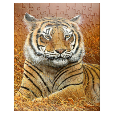 puzzleplate Majestic Bengal Tiger in Golden Grass 100 Jigsaw Puzzle