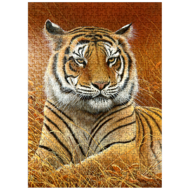 puzzleplate Majestic Bengal Tiger in Golden Grass 500 Jigsaw Puzzle
