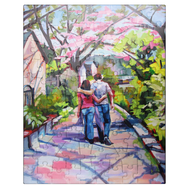 puzzleplate Couple Strolling Under Blossoming Trees 100 Jigsaw Puzzle