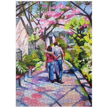 puzzleplate Couple Strolling Under Blossoming Trees 500 Jigsaw Puzzle
