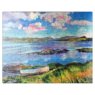 puzzleplate Tranquil Lakeside with Rowboat 100 Jigsaw Puzzle