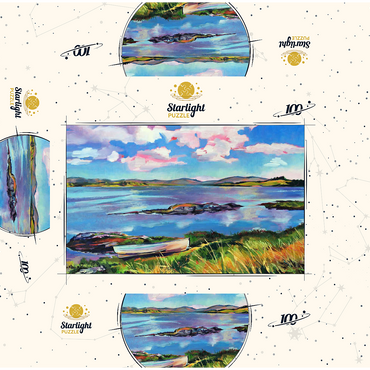 Tranquil Lakeside with Rowboat 100 Jigsaw Puzzle box 3D Modell