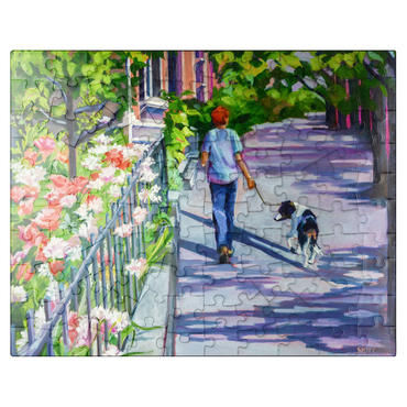 puzzleplate Morning Walk with Blooming Flowers 100 Jigsaw Puzzle