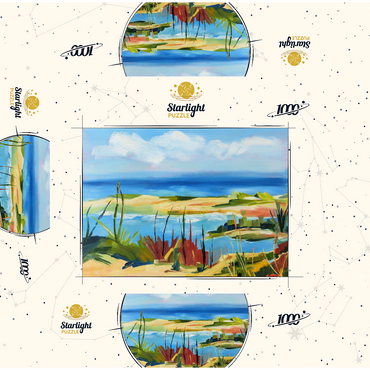 Coastal Landscape in Vibrant Abstract Style 1000 Jigsaw Puzzle box 3D Modell