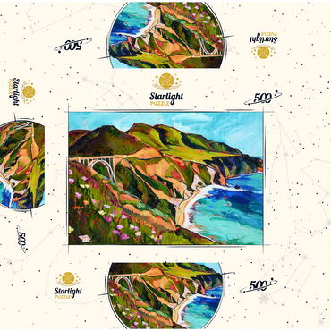 Big Sur Coastal View with Bridge 500 Jigsaw Puzzle box 3D Modell